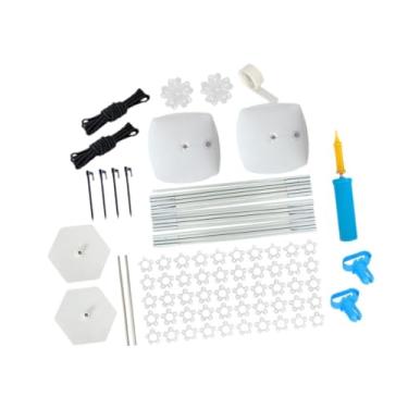 Imagem de oshhni Kit de suporte para arco de balões com base d'água, guirlanda de balões e mastro de fibra para festa de formatura, Base Hexagonal Branca