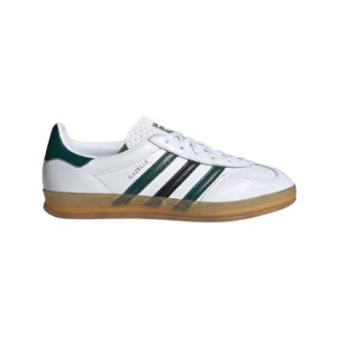 Imagem de adidas Tênis feminino Gazelle Indoor, Branco nuvem, verde universitário, preto, 35