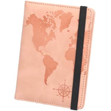 Imagem de Carteira para passaporte, padrão de mapa-múndi para passaporte, alça antimagnética, vários compartimentos para cartões, couro, passaporte, livro, elástico, suporte para bilhetes, Uma cor, Orange,pink