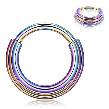 Imagem de Qmcandy Brinco de aço inoxidável, argola, segmento articulado, cartilagem, tragus, hélice, anéis de septo, piercing de nariz, joias, Metal, Zircônia cúbica