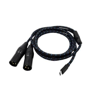 Imagem de KiBcsLic Cabo de áudio macho tipo C para XLR duplo para conectar smartphones e laptops, cabo Y de 2 m/6,6 pés para amplificador, alto-falante, console de