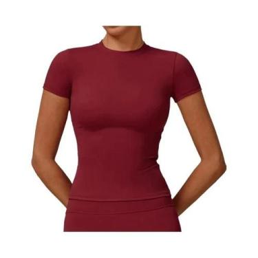 Imagem de Camiseta Esportiva Feminina De Verão Manga Curta Gola Redonda Respiráv