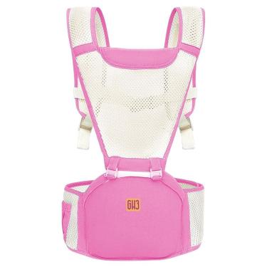 Imagem de Bolsa Canguru Com Suporte Banco Passear Bebê Até 25Kg Rosa