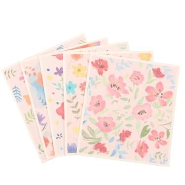 Imagem de 5 peças de pano de prato sueco ecológico biodegradável para cozinha panos de limpeza de esponja de celulose reutilizável toalha de papel absorvente não arranha para limpeza de pratos (5.)