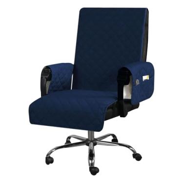 Imagem de Capa para cadeira de escritório com capa de apoio de braço, capa macia para cadeira de escritório, capa protetora de cadeira de mesa de computador com fivela antiderrapante, capa de assento de