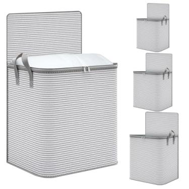 Imagem de blackonvlm Armazenamento de roupas, organizadores de armário dobráveis, recipientes de armazenamento, cobertores de tecido Thik de grande capacidade com alça reforçada, zíperes resistentes para