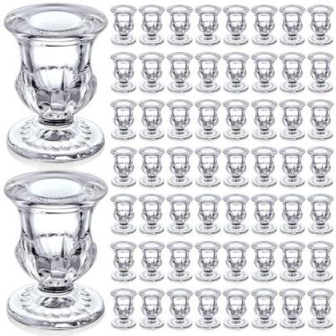 Imagem de Castiçais de vidro transparente Foaincore, 60 peças, 6,3 cm de altura