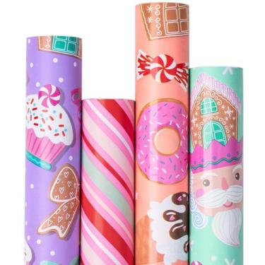 Imagem de Conjunto de papel de embrulho RUSPEPA Pink Christmas para crianças, 4 