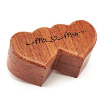 Imagem de Caja de Anillos de Madera "Sr. y Sra." Handicraftviet 3.8 x 3.8 cm
