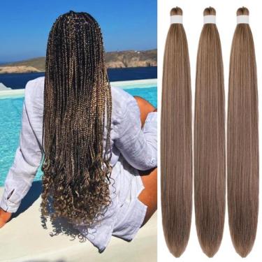 Imagem de Cabelo trançado Gozill Ash Brown, pré-esticado, 75 cm, sintético