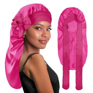 Imagem de Bonnet Braid Bonnet Queen Silk Extra Long Rosa Choque Satin