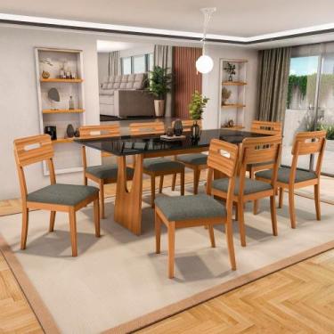 Imagem de Conjunto Sala De Jantar Madeira Maciça 8 Cadeiras Kappesberg Preto Lin