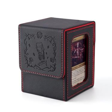 Imagem de Venssu MTG Deck Box with Commander Display, Vampire Card Deck Case Fits 100 Double Sleeved Cards, TCG Card Storage Box with 2 Dividers and 1 Toploader (Black and Red)