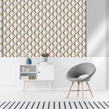 Imagem de Papel de Parede Autocolante Adesivo Decorativo Losango Dourado 3D 1 RO