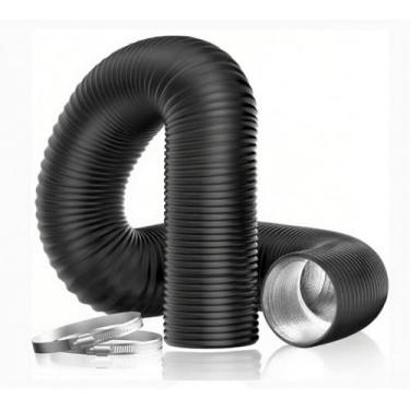 Imagem de Hakazeni 30,5 cm, 2,4 m, duto flexível de alumínio, proteção de 4 camadas, mangueira de ventilação do secador para ventilação e exaustão de aquecimento HVAC, 2 grampos incluídos, preto
