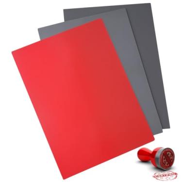 Imagem de Blocos de entalhe de borracha de 0,09 polegadas para carimbos de borracha personalizados, cinza escuro + cinza claro + vermelho, 3 peças de folhas de carimbo de borracha para máquina de gravação a