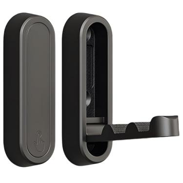 Imagem de Vortihive Pacote com 2 ganchos de parede dobráveis, resistentes de liga de zinco, ganchos dobráveis para banheiro, armário - pendurar, chave, mochila, toalha, roupas, chapéu (preto)