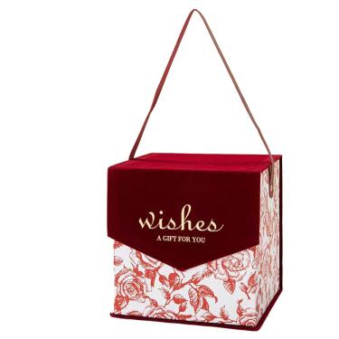 Imagem de Caixa de lembrancinhas de casamento com design floral de veludo de estilo europeu