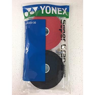 Imagem de YONEX Pacote com 30 cabos de raquete Super GRAP, preto e vermelho