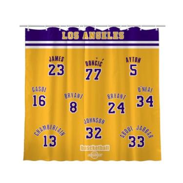 Imagem de AARONIE Cortinas de chuveiro Laker para decoração de banheiro, cortina de chuveiro Los Angeles com 12 ganchos, para decoração de arte de parede Laker, presente Laker para homens, 182 cm × 182 cm