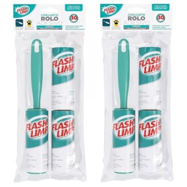 Imagem de Kit 2 Rolos Tira-Pelo Adesivo para Roupas 30 folhas – Acompanha 2 Refis para Remover Pelos, Poeira e Bolinhas e Pelos de Pets