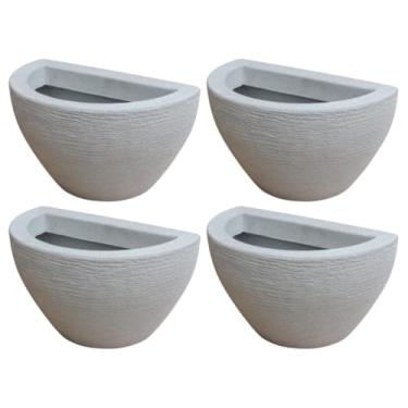 Imagem de Vasos Decorativos De Parede jardim varanda Meia Lua Escovado De Polietileno jardim vertical para Jardim Vertical, Acabamento Escovado - Para Varanda, Sala e Cozinha(Cimento)