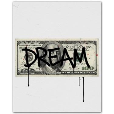 Imagem de ZUKIY Dream Graffiti Hundred Dollar Art - Pôster de dinheiro - Arte de parede empreendedor - Pôster de grafite - Parede motivacional - pôsteres para homens - Cool Street - Decoração hip hop - Quarto