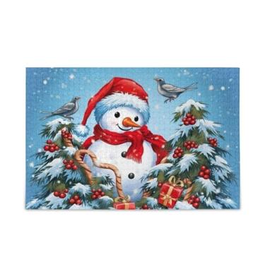 Imagem de WELLDAY Quebra-cabeça boneco de neve pássaros 1000 peças grande jogo de arte para adultos adolescentes