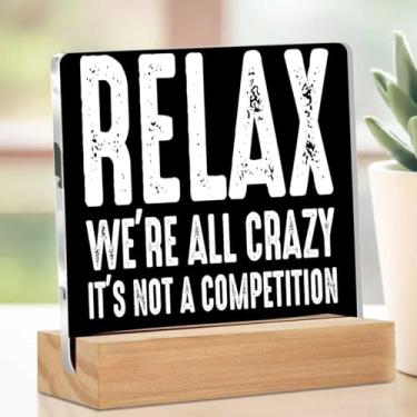 Imagem de Placa de acrílico engraçada decoração de mesa para escritório, presentes de mordaça para colegas de trabalho, placa decorativa bem-humorada com suporte, sala de estar, decoração de mesa de casa, preto