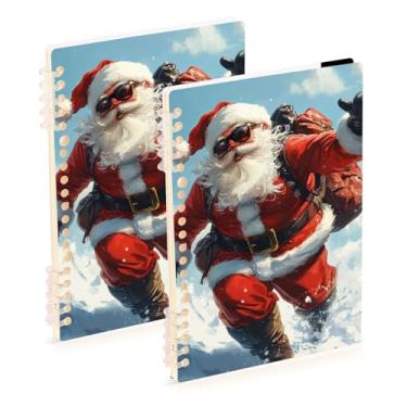 Imagem de Burbuja Cadernos de Natal Papai Noel, papel pautado universitário A5 com 60 folhas, fichário para diário, escritório, 2 unidades