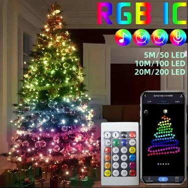 Imagem de Corda De Luzes De Natal Inteligente RGB-IC USB 5V Decorações De Natal 
