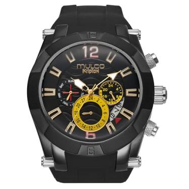 Imagem de MULCO Relógios masculinos – Kripton Viper - caixa de aço inoxidável de 46 mm, preto com pulseira de silicone, movimento multifuncional de quartzo para dia e data, mostrador analógico - detalhes em