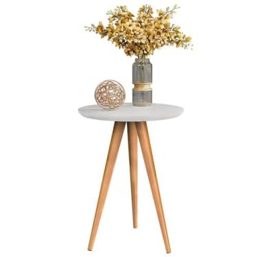 Imagem de Mesa Lateral Redonda Vintage De 62 Cm Com Pernas Finas(APOIO - BRANCO)