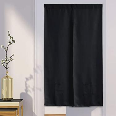 Imagem de Cortinas de porta blackout para entrada, cobertura de janela de porta para porta, cortinas estilo japonês para decoração de casa, 1 painel, preto, 72 cm x 150 cm
