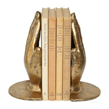 Imagem de Suportes de livros decorativos, suporte de livro de ferro fundido resistente, extremidades de livro de oração para prateleiras sala de estar, decoração de casa, escritório, ouro antigo, 1 par/2 peças