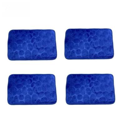 Imagem de Tapete Soft Antiderrapante Super Macio 60x40cm – Tapete Absorvente em Poliéster para Banheiro, Sala e Quarto(KIT4-azul claro)