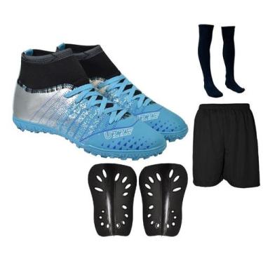 Imagem de Chuteira Society Botinha Cano Alto Costurada Alta Performance + Canele