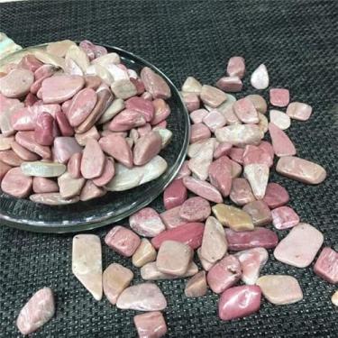 Imagem de Pedras de cristais polidos cascalho lascas de rodonita rosa natural para decoração de jardim - (Cor: 100g, Tamanho: 8-12 mm)