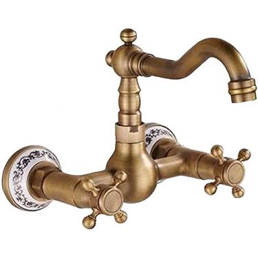 Imagem de - Torneiras, torneiras, banheiro estilo europeu minimalista decoração de casa torneira de cozinha de cobre pode girar torneira de pia de cozinha água quente/F (cor: C)