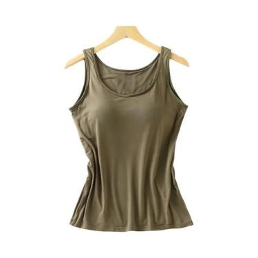 Imagem de Camiseta Regata Feminina Ajustada Com Sutiã Embutido Casual Camiseta S