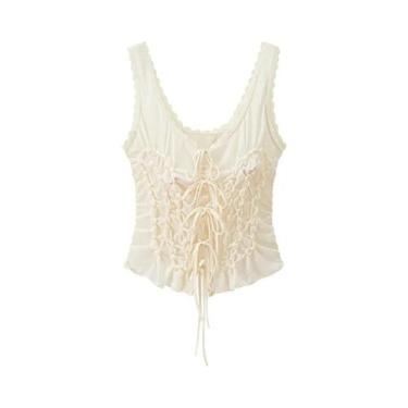 Imagem de Camisola Feminina Vintage Com Decote Em V, Ajuste Slim, Plissada, Com 