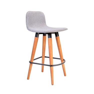 Imagem de Banqueta Baixa Linea Aço Preto para Cozinha Balcao Ilha Gourmet Design Moderno - Cinza Assento