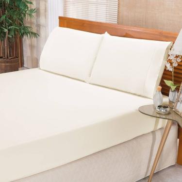 Imagem de Jogo De Cama Ponto Palito Percal 180 Fios Elegance King 03 Peças - Palha