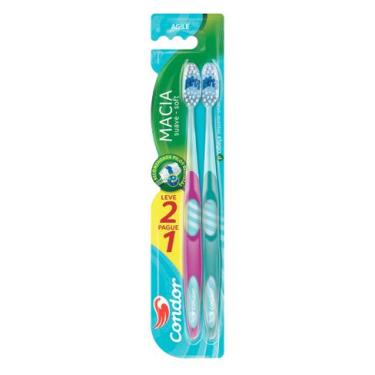 Imagem de Escova de Dente Agile Bass 2 Unidades Condor Cerdas Macias