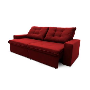 Imagem de Sofá Retrátil Reclinável Malta 2,00m Suede Velut Vermelho Molas No Assento - King House