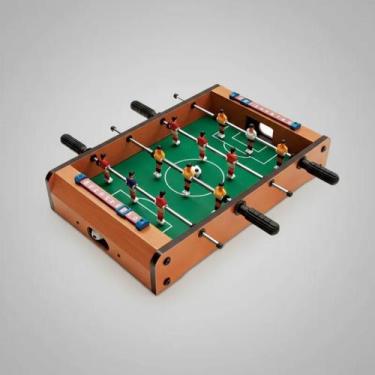 Imagem de Mesa de Pebolim Infantil de Madeira Totó Tamanho Médio Brinquedo 2 bol