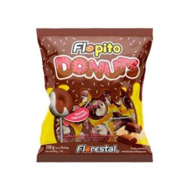 Imagem de Pirulito Donuts Chocolate ao Leite e Branco Flopito 550g - FLORESTAL