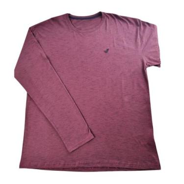 Imagem de Camiseta Masculina Manga Longa Malha Mescla Mista Básica Plus Size G1 