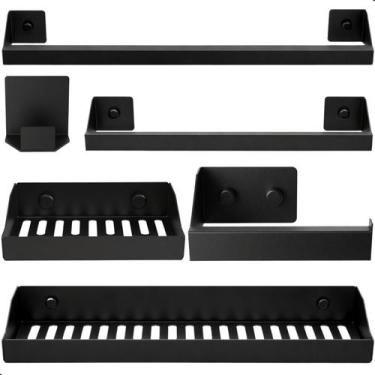 Imagem de Kit de Acessórios Para Banheiro Preto 6 Pçs F.Master Slim DF - FassinS