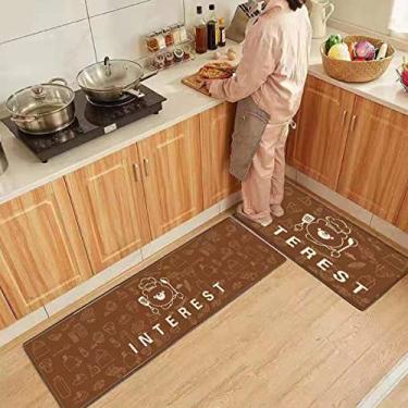 Imagem de Tapete de cozinha acolchoado, confortável, antifadiga, antiderrapante, tapetes e tapetes de cozinha, impermeável, tapete de cozinha, tapete de mesa para cozinha, pia, escritório, 50 x 80 cm + 50 x 150 cm